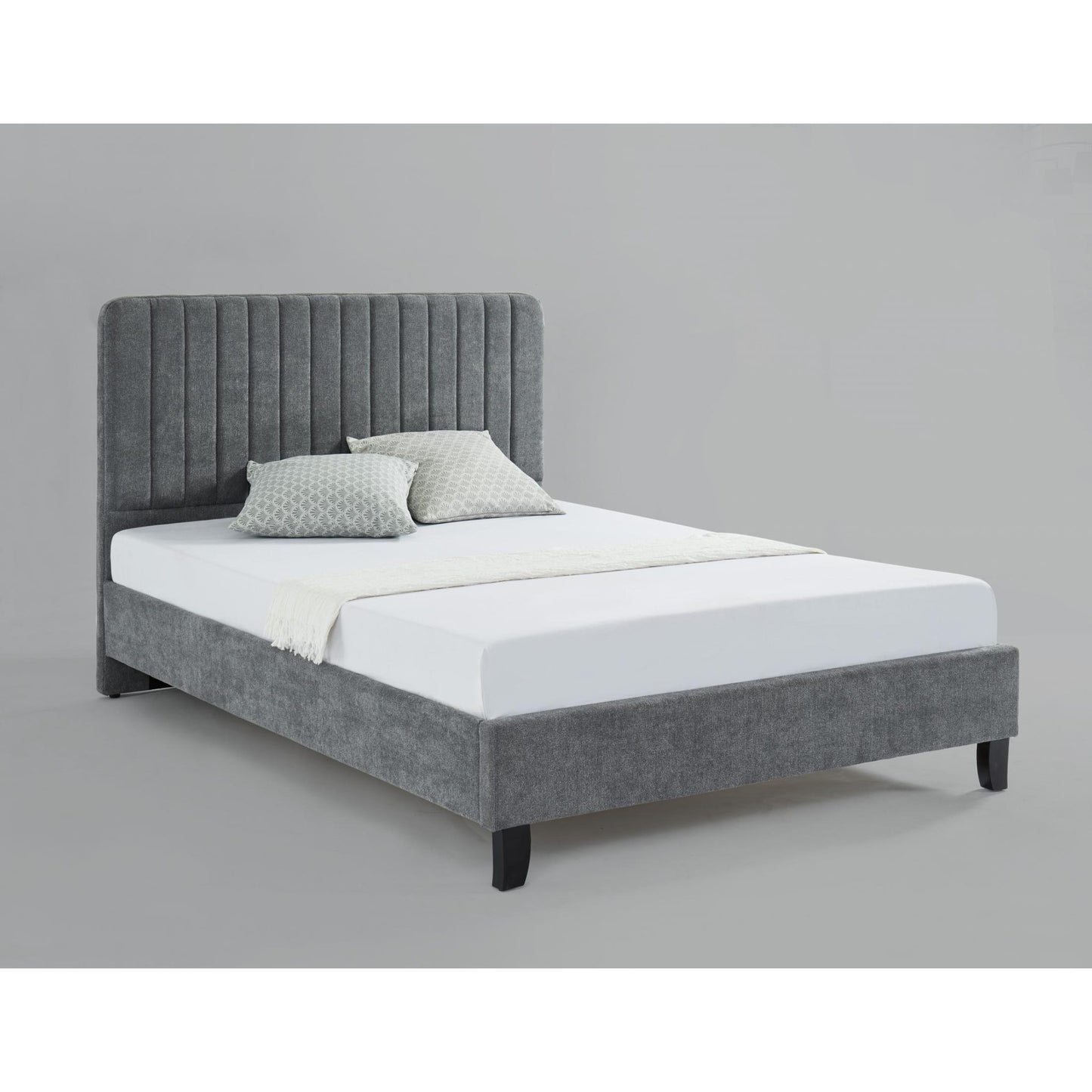Livingstone Fabric Bed - Single, 4-Foot, Double, King Size - Grey