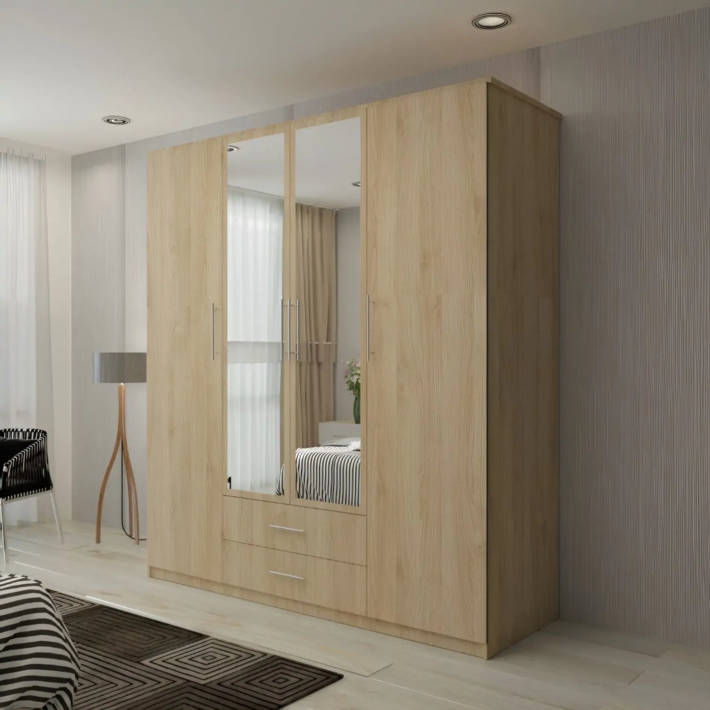 London New Hinged 4 Door Wardrobe