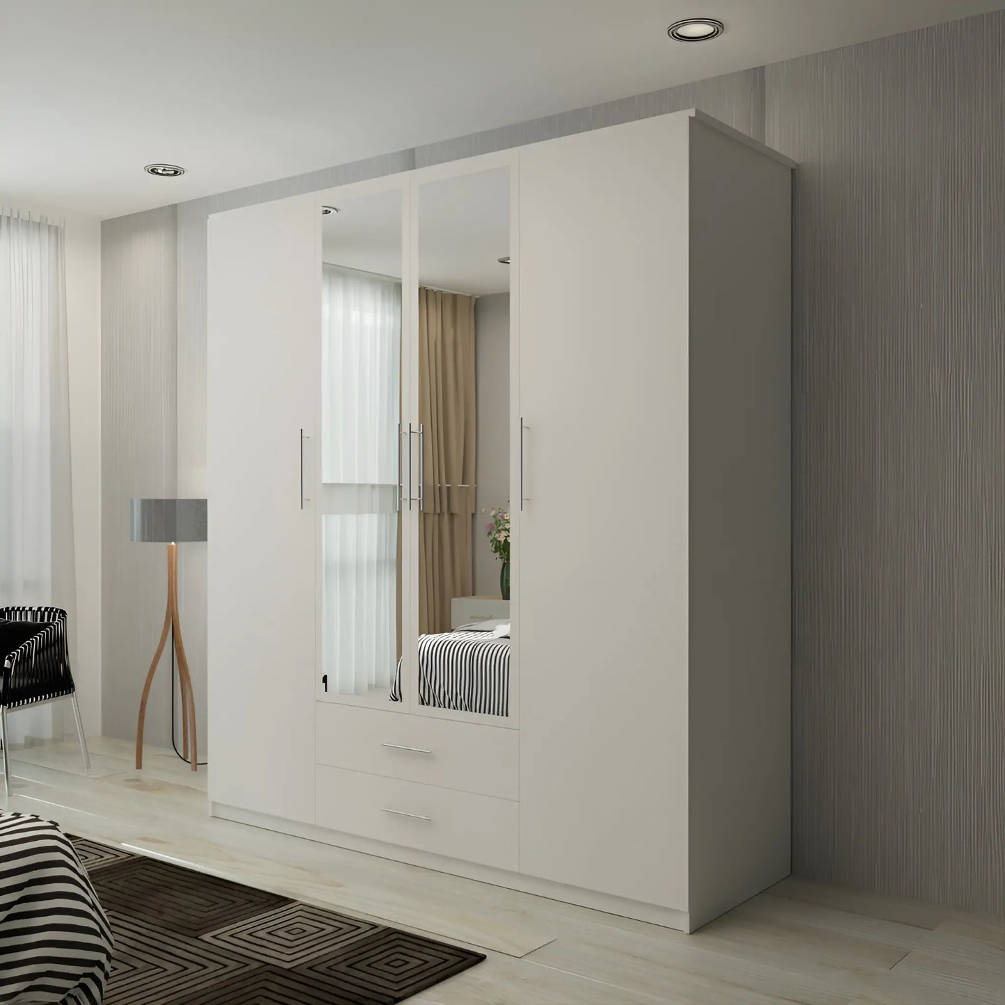 London New Hinged 4 Door Wardrobe
