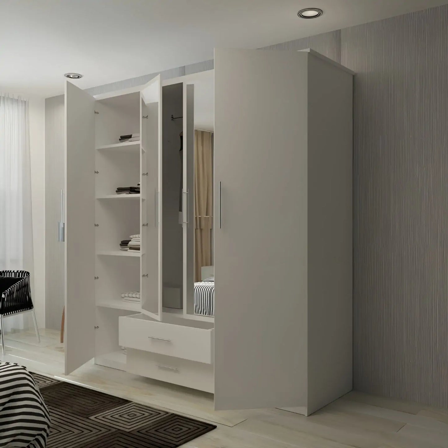 London New Hinged 4 Door Wardrobe