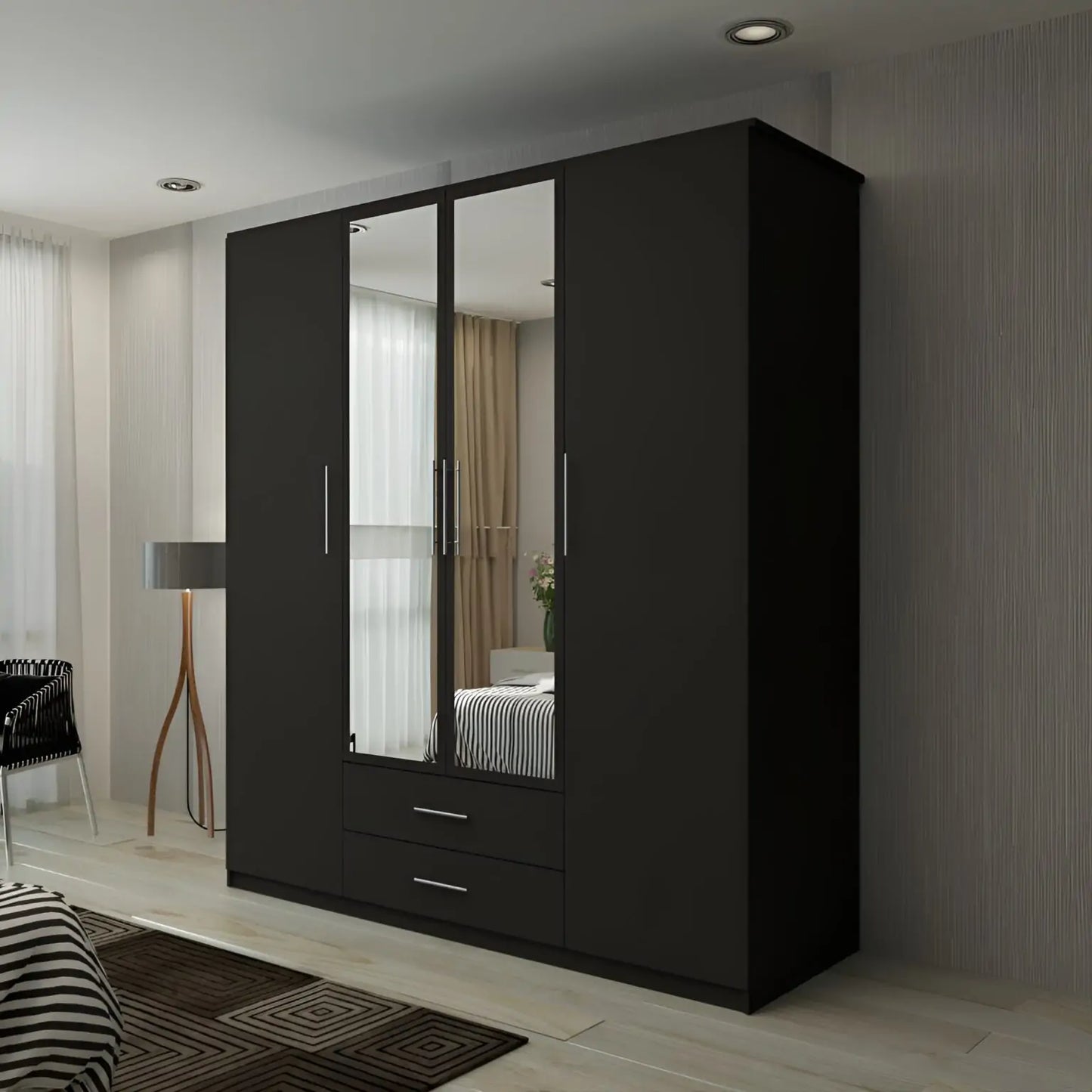 London New Hinged 4 Door Wardrobe