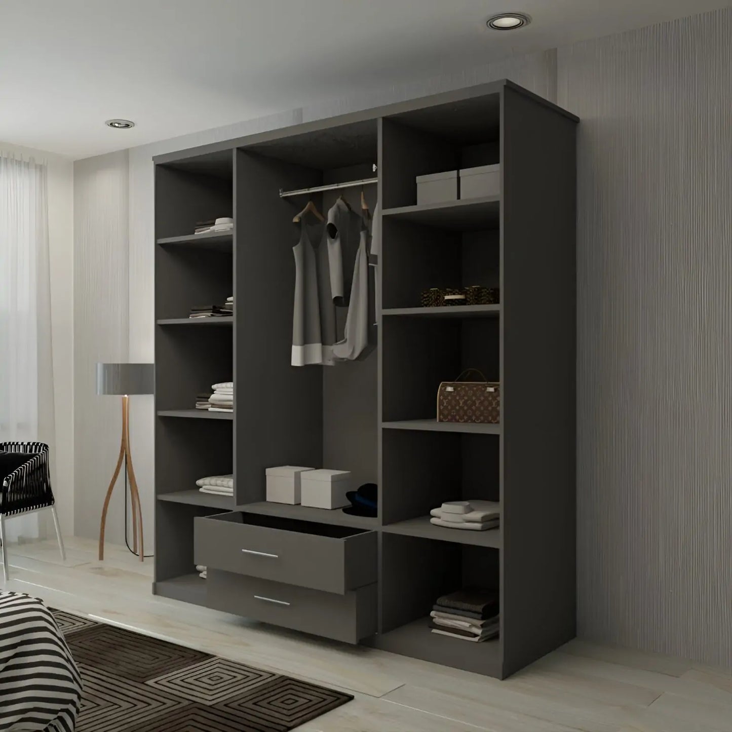 London New Hinged 4 Door Wardrobe