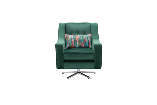 Lux Swivel Armchair with Geometric Cushion -