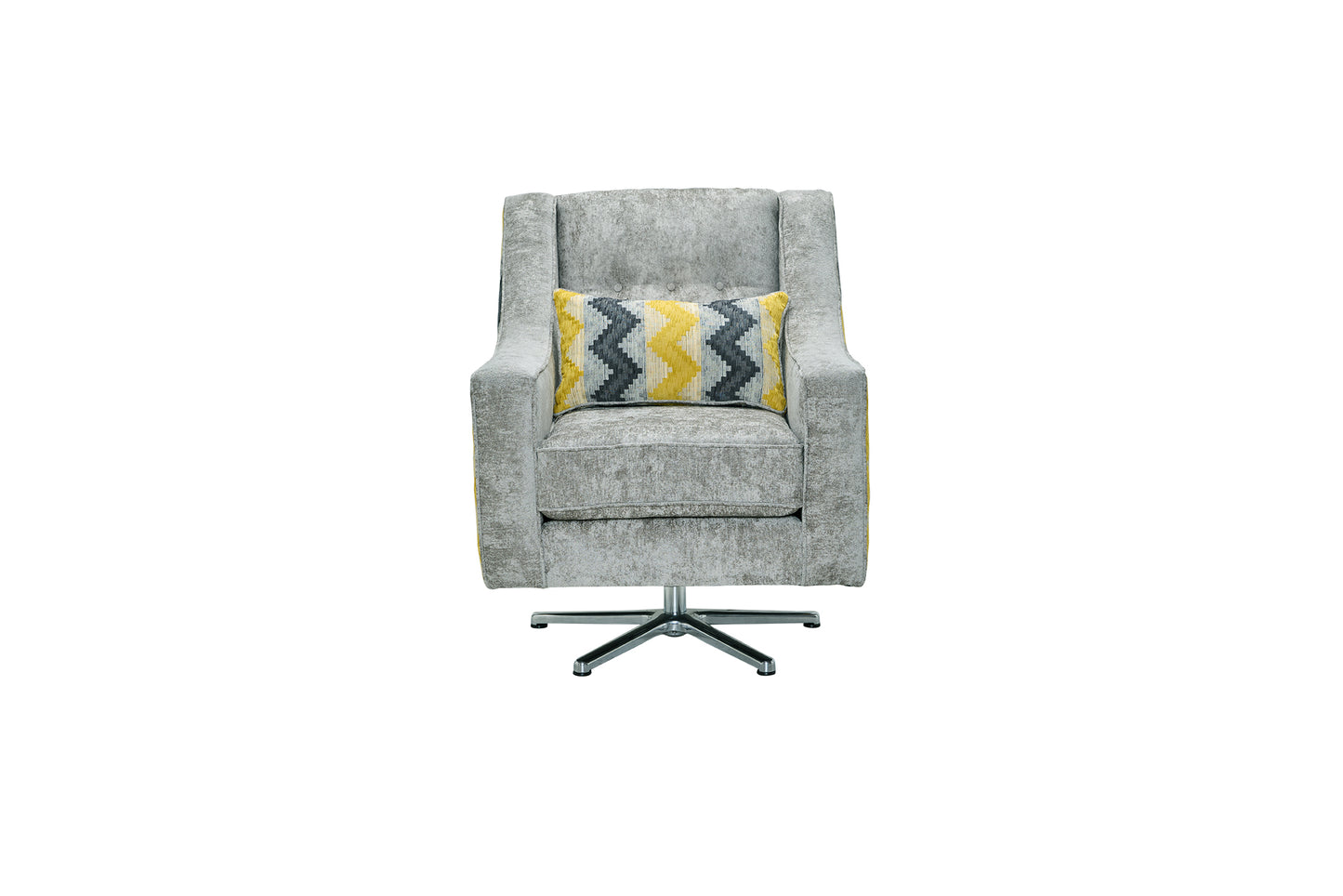 Lux Swivel Armchair with Geometric Cushion -