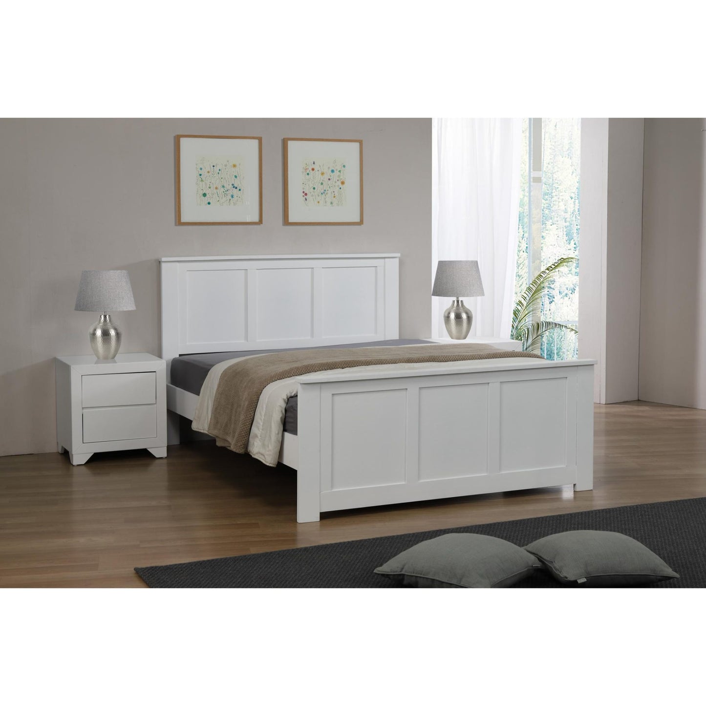 Mali Bed - 4 Foot, Double, King Size - White