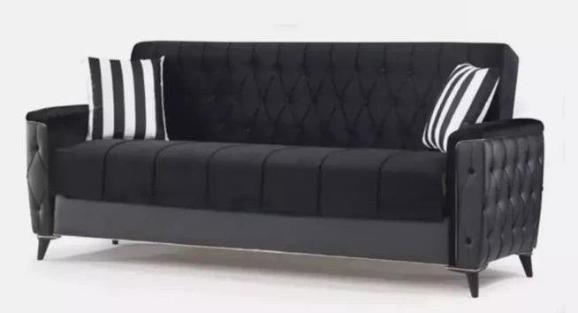 Modern Turkish Ottoman 3 Seater Sofa Bed with Storage and Cushions