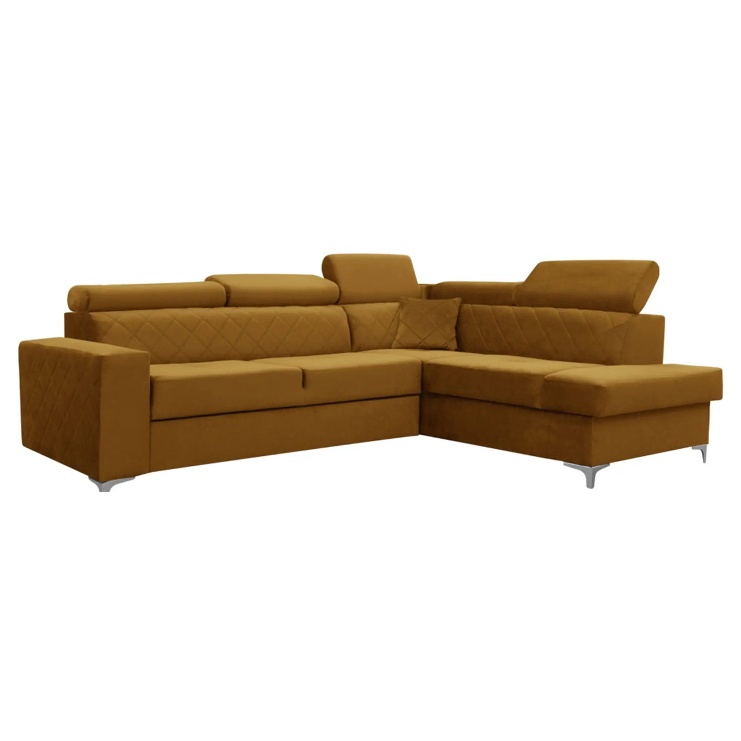 GLOSS CORNER SOFA BED - Black, Blue, Grey, Mustard, Silver, Steel