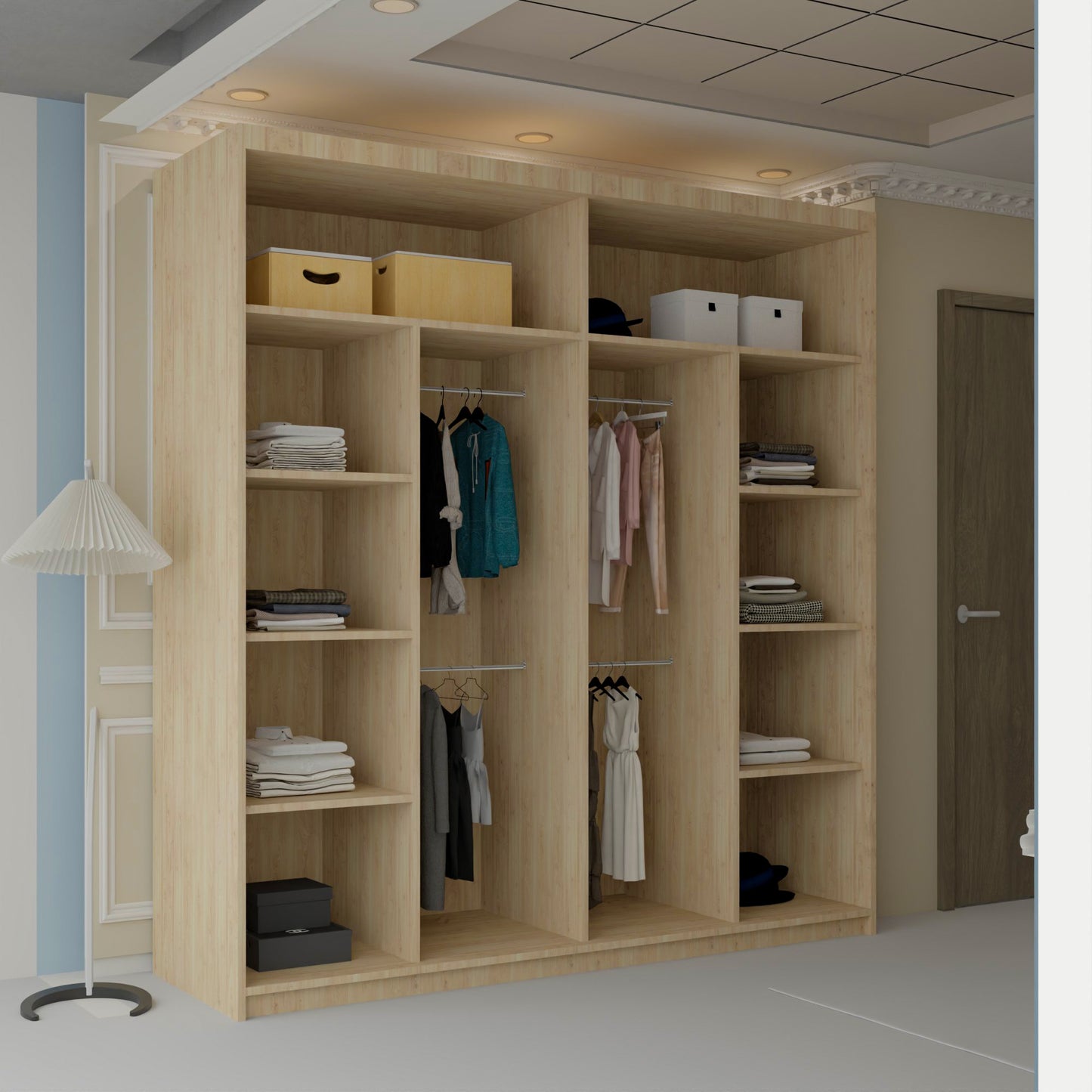 Vision New Sliding Mirror Door Wardrobe - Black, Gray, White, Oak