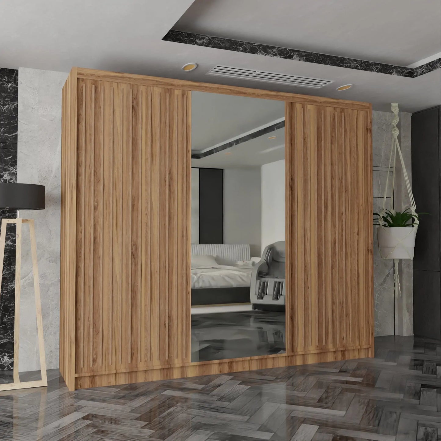 Royal Wardrobe Black, Grey ,Oak And White