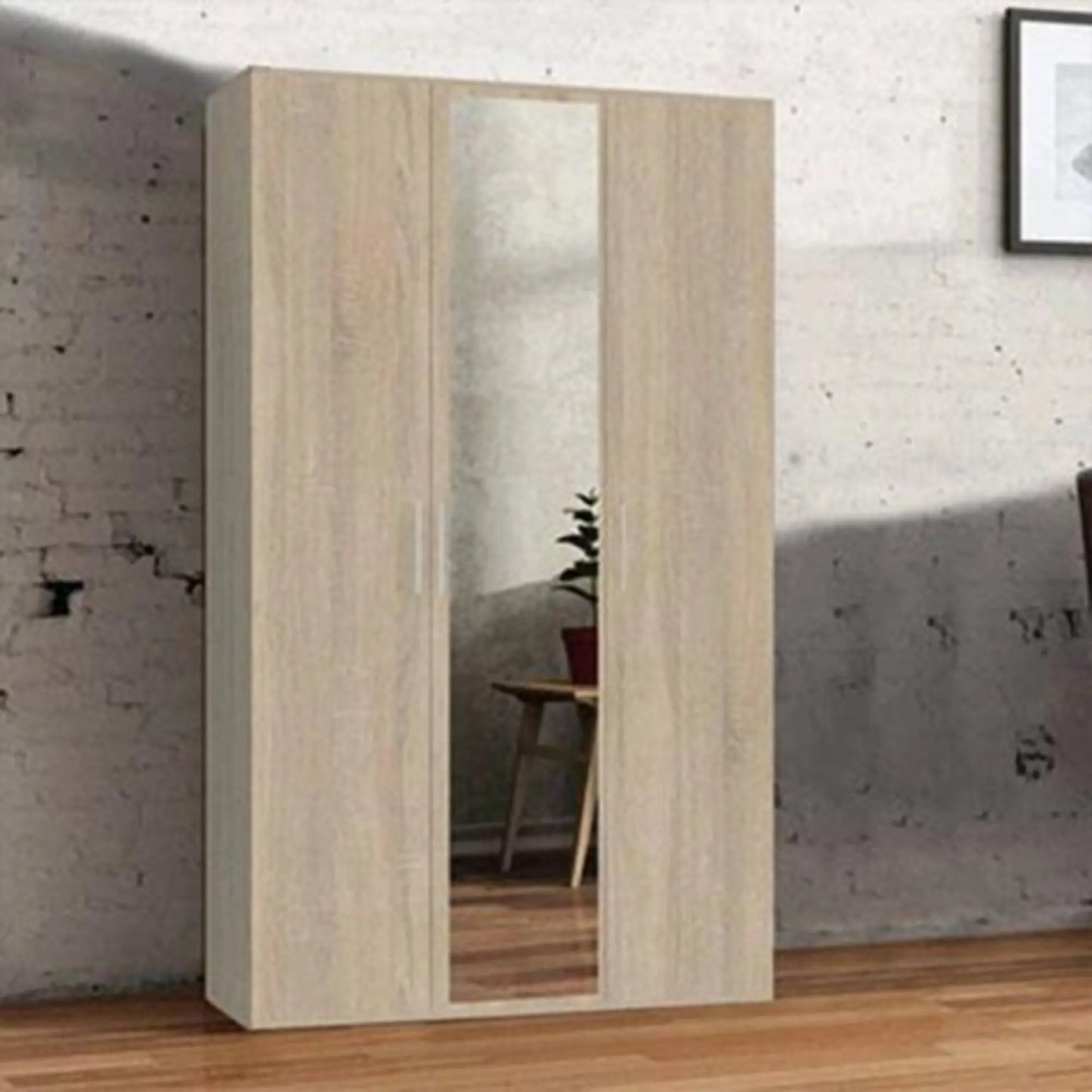 Bobby 3 Door Wardrobe - Black, White, Oak - 120cm