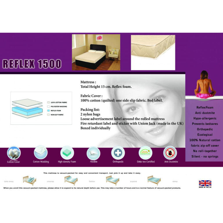 Reflex 1500 Mattress - Single, 4 Foot, Double, King Size
