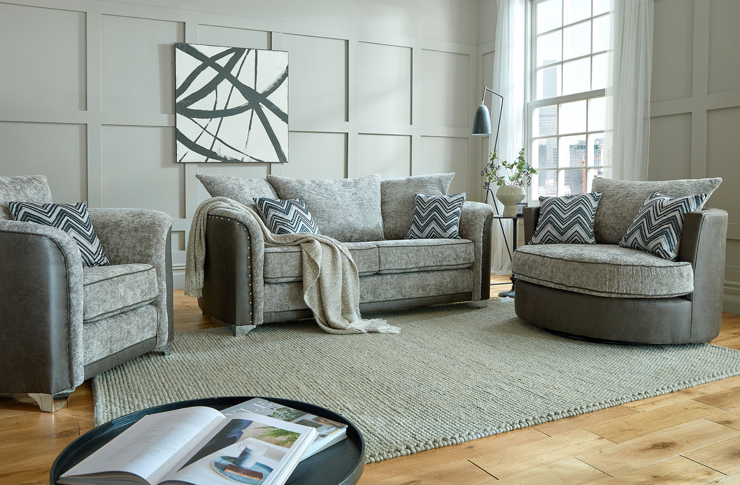 Richmond 3-Seater Sofa, 1-Seater Armchair & Swivel Chair Set