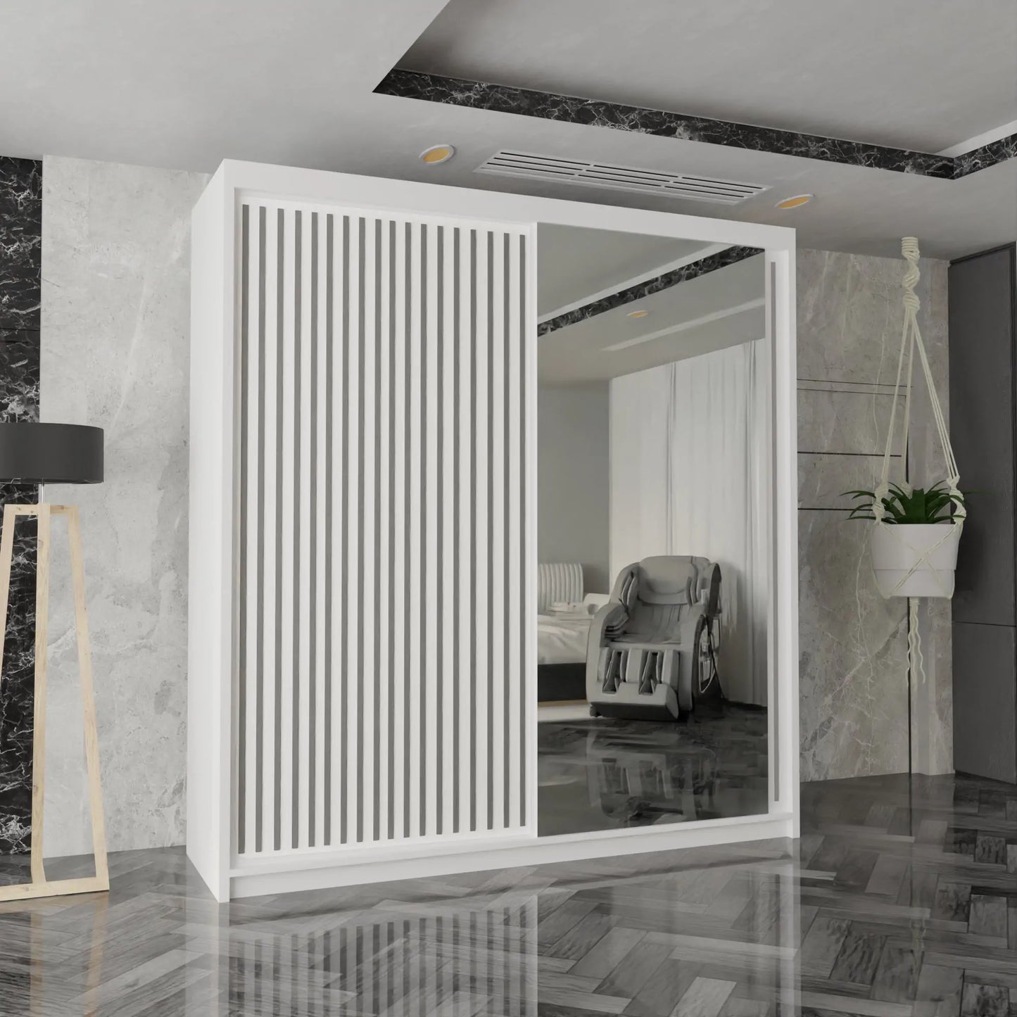 Royal Wardrobe Black, Grey ,Oak And White