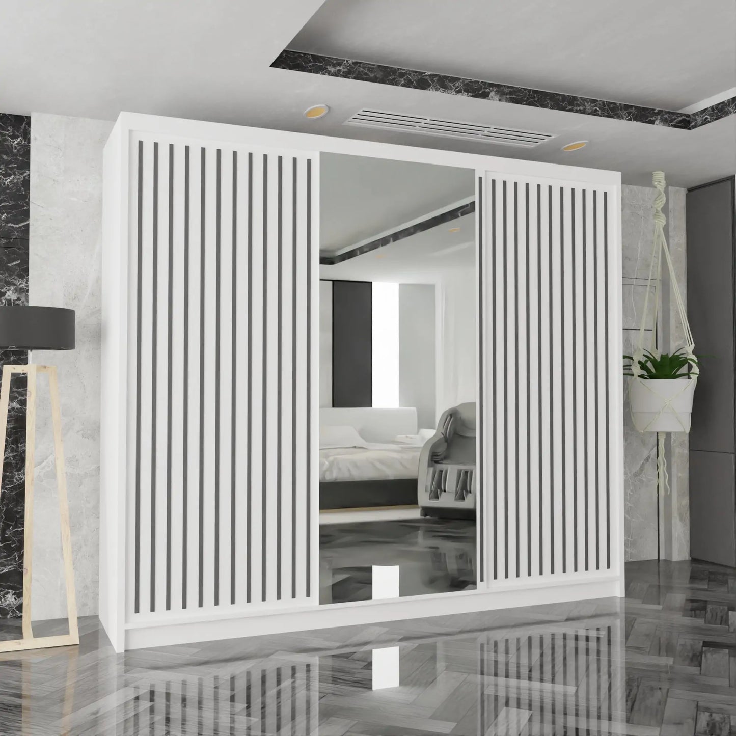 Royal Wardrobe Black, Grey ,Oak And White