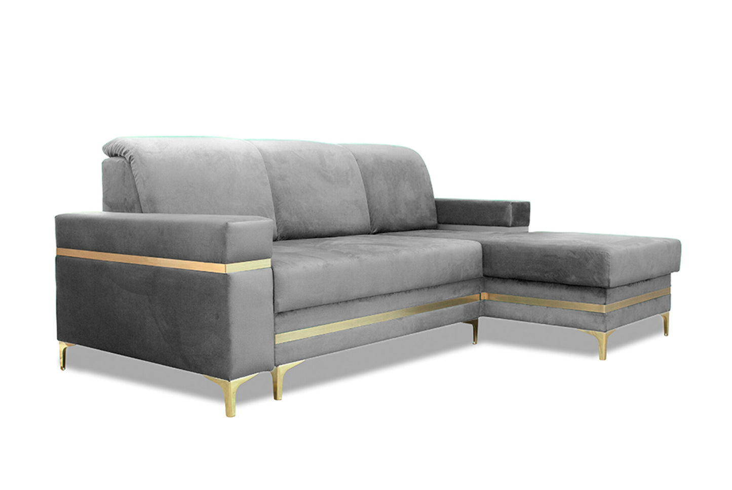 Florence Grey Gold Corner Sofa Bed - Black/Gold, Green&Gold, Grey&Gold, Blue/gold