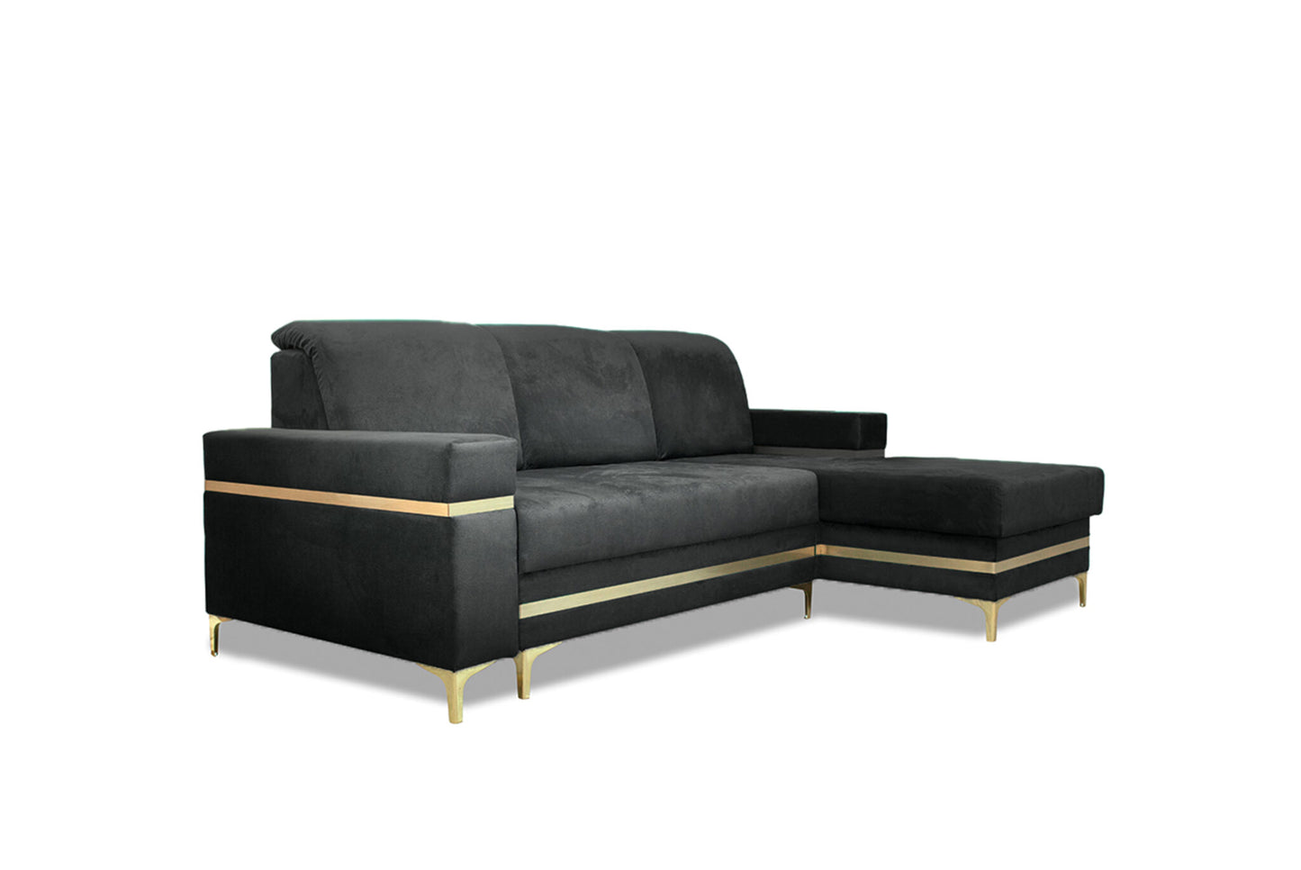 Florence Grey Gold Corner Sofa Bed - Black/Gold, Green&Gold, Grey&Gold, Blue/gold