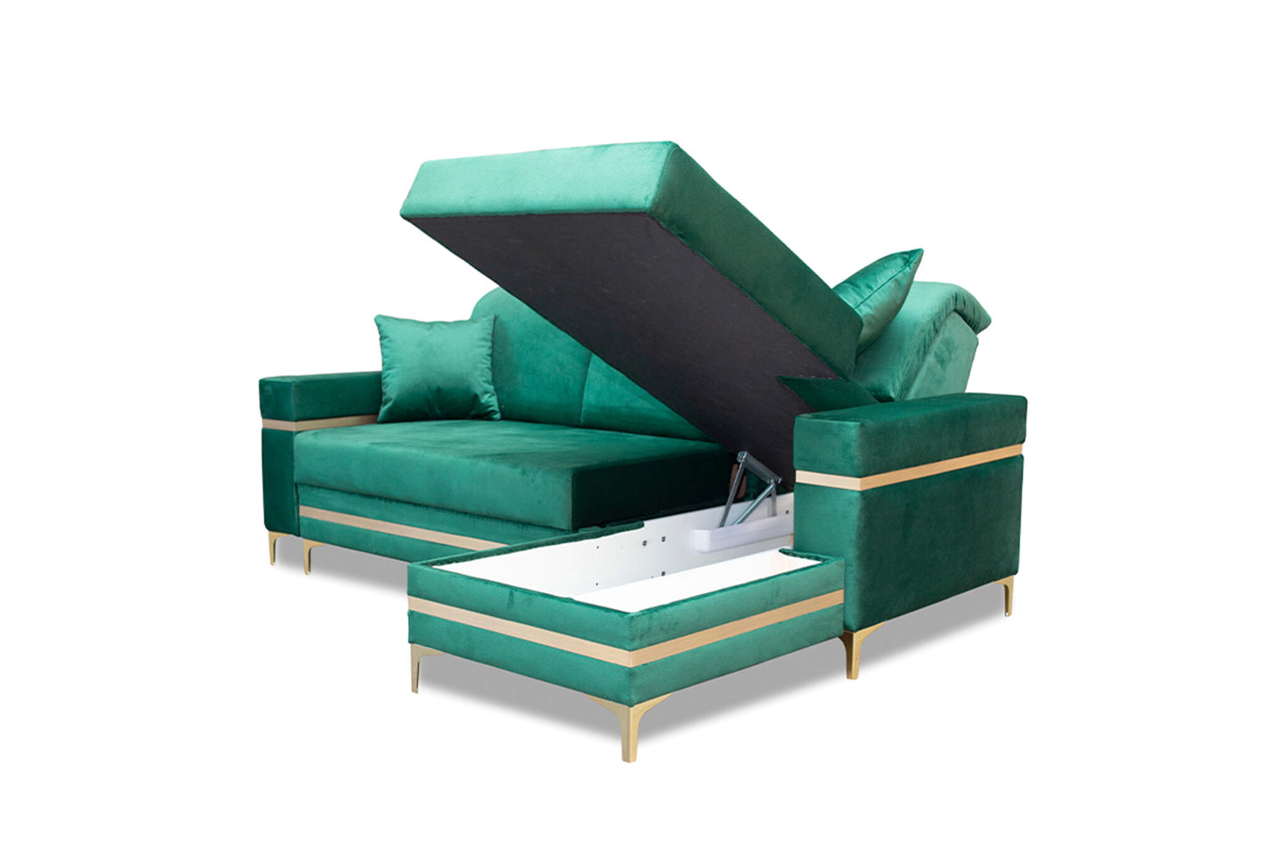 Florence Grey Gold Corner Sofa Bed - Black/Gold, Green&Gold, Grey&Gold, Blue/gold
