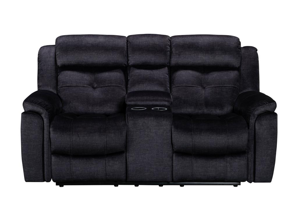 Texas Fabric Recliner Sofa| 2-Seater Recliner with Cupholder | Charcoal or Silver