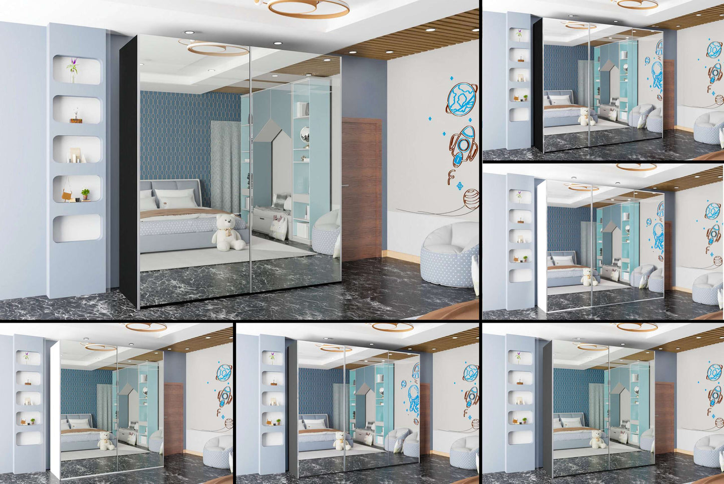 Sliding Full Mirror Door Wardrobe
