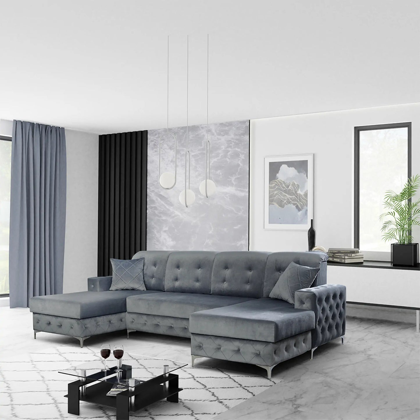 Verso Large Sofa Bed - Black, Blue, Grey, Sky Blue, Light Pink, Mustard, Silver