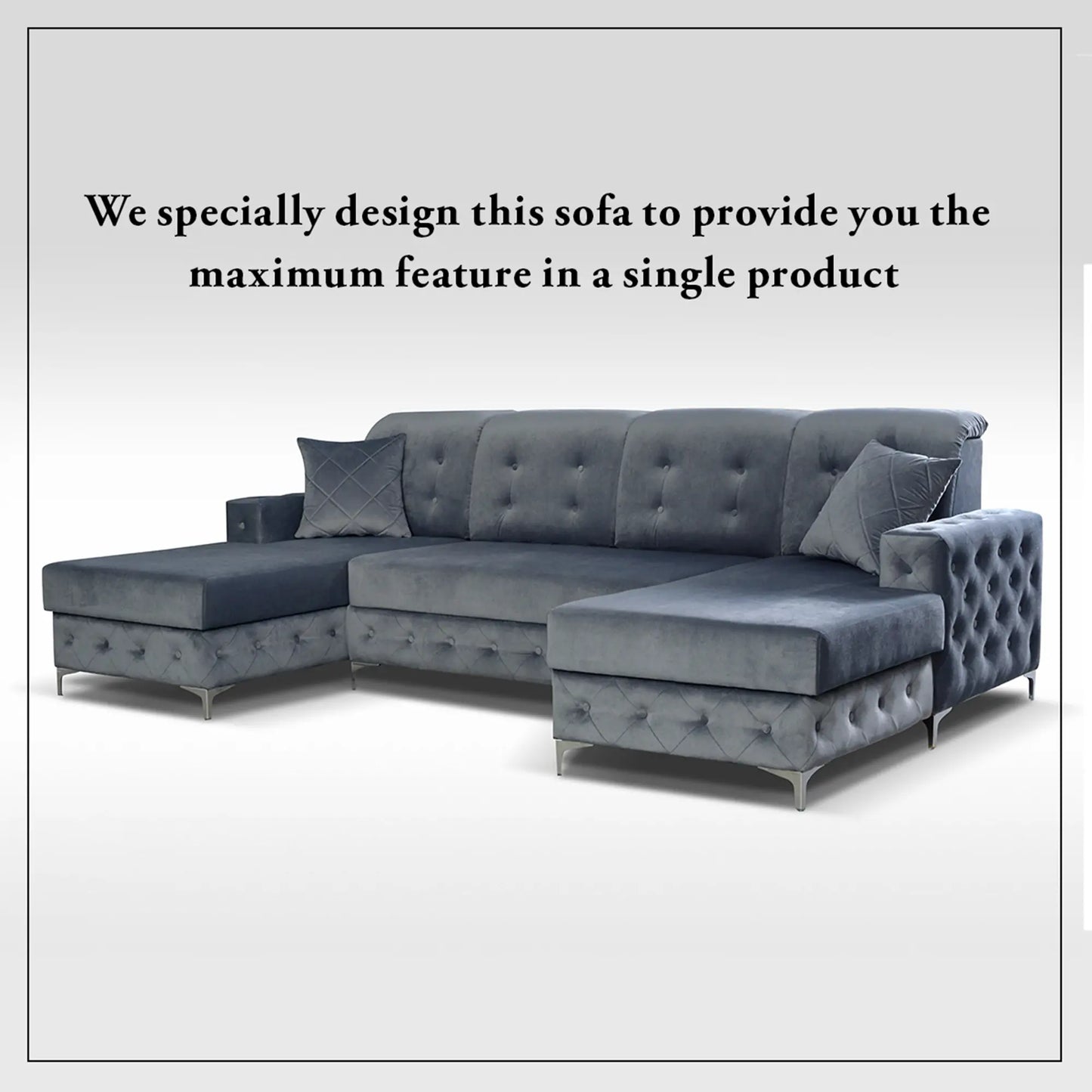 Verso Large Sofa Bed - Black, Blue, Grey, Sky Blue, Light Pink, Mustard, Silver