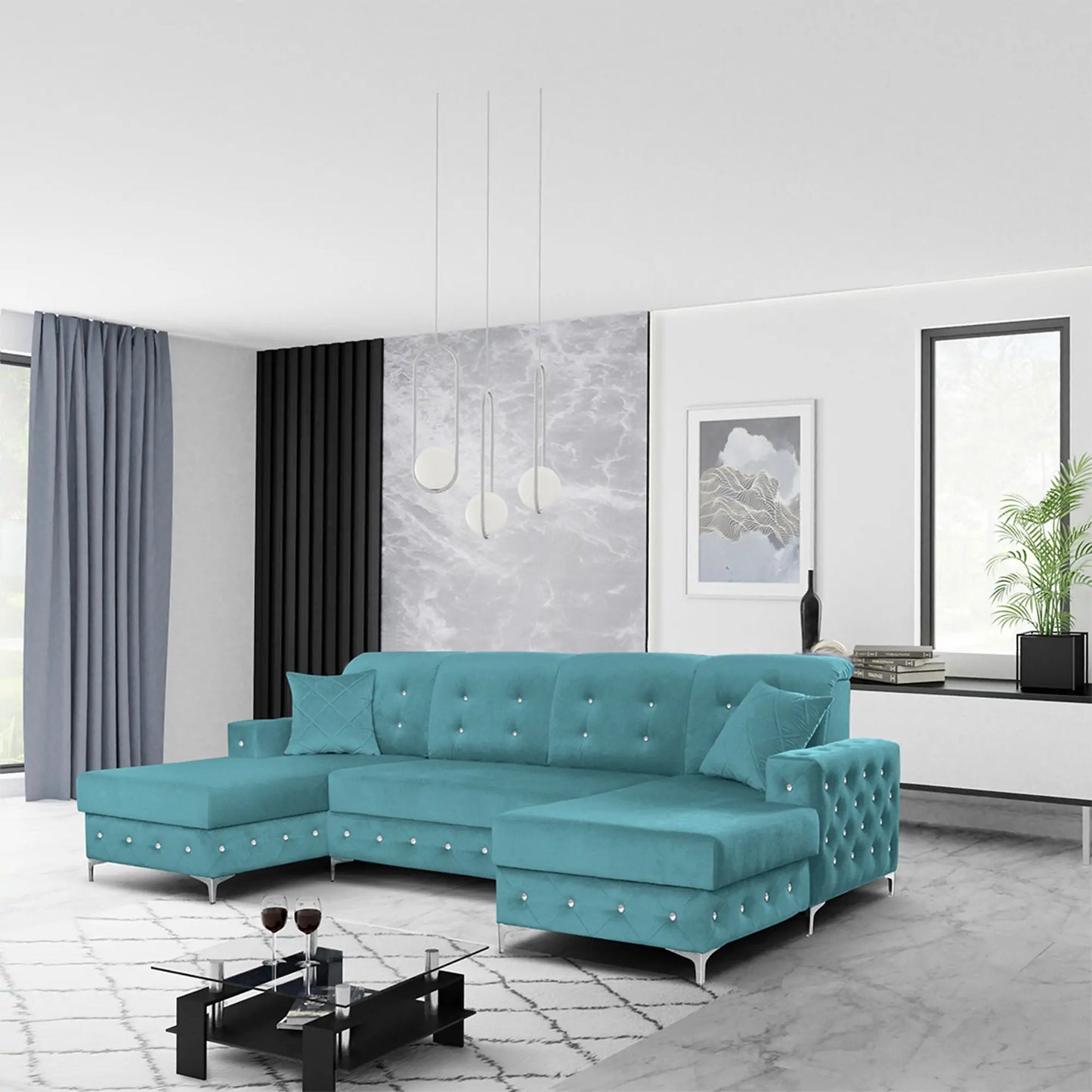 Verso Large Sofa Bed - Black, Blue, Grey, Sky Blue, Light Pink, Mustard, Silver