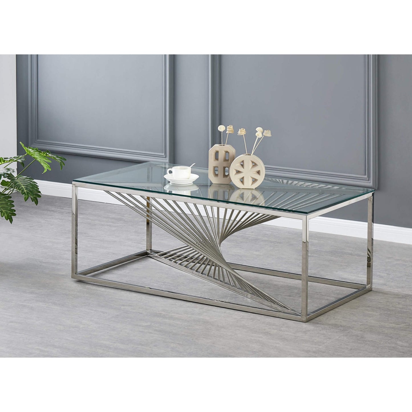 Vista Clear Glass Coffee Table - Gold & Silver