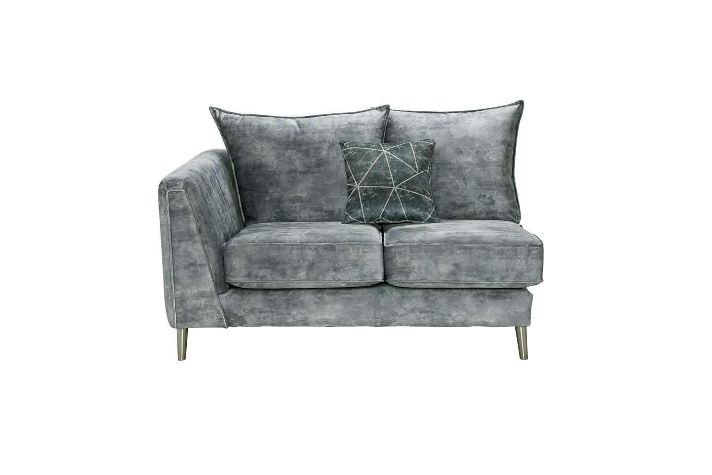 Vivo Grey Velvet Chaise Corner Sofa & Footstool