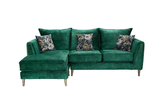 Vivo 4-Seater Green Velvet Lounger Sofa