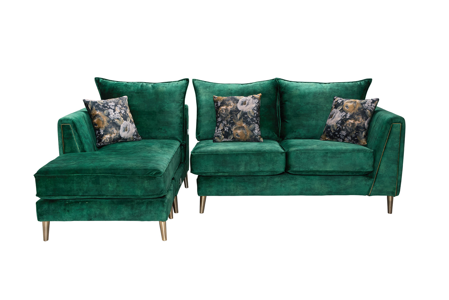 Vivo 4-Seater Green Velvet Lounger Sofa