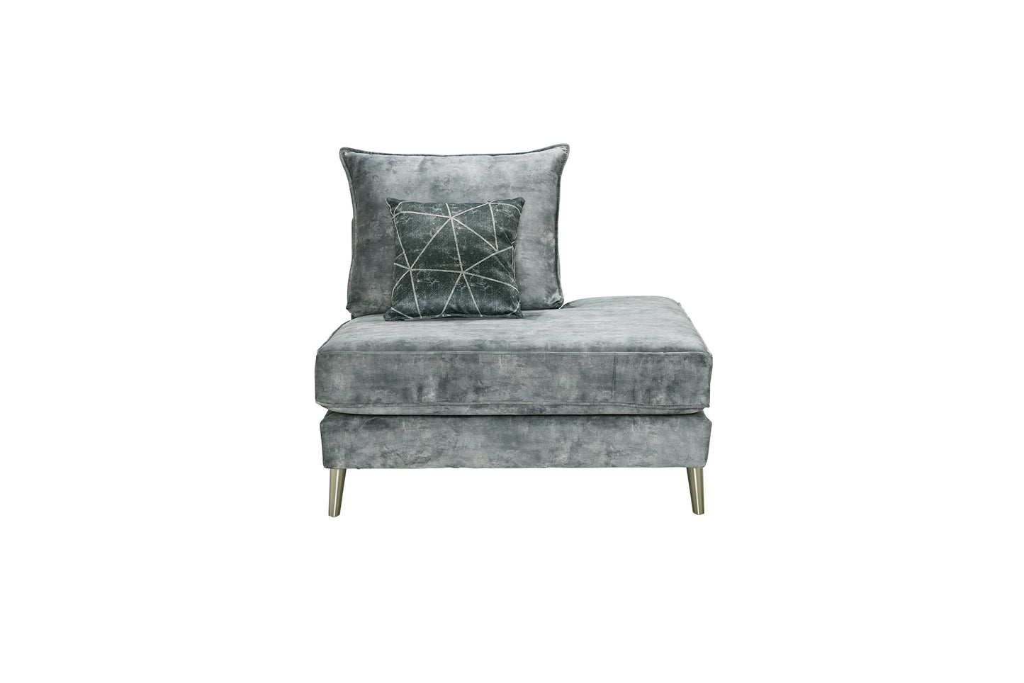 Vivo Grey Velvet Chaise Corner Sofa & Footstool