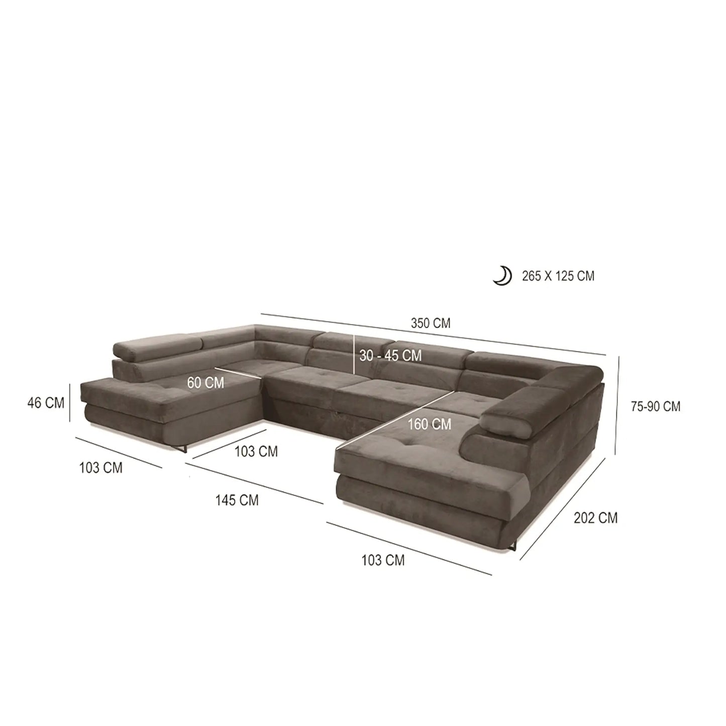 WEST BROWN U-CORNER SOFA BED