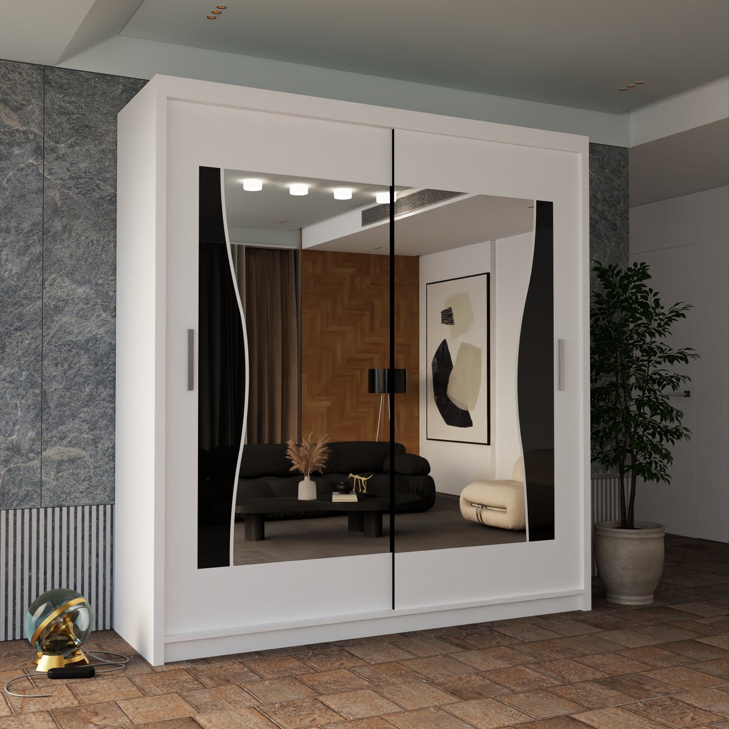 Batumi Wardrobe - Black, White, Grey, Oak - 120cm, 150cm, 180cm, 203cm