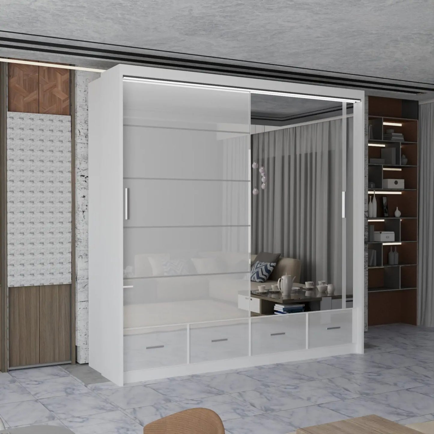 Sycylia High Gloss Sliding Door Wardrobe New Branding