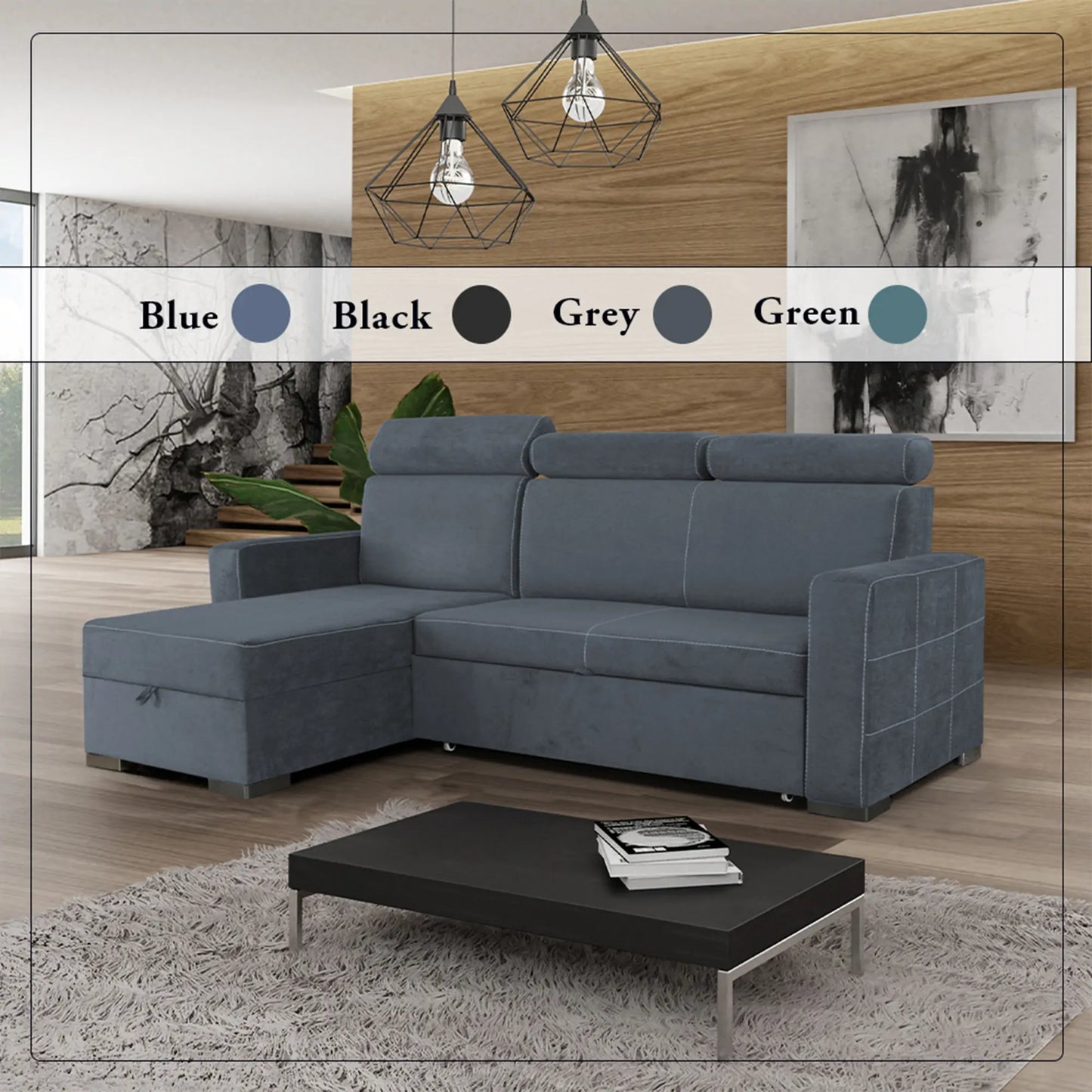 HOLLI SOFA BED - Black, Blue, Green, Grey
