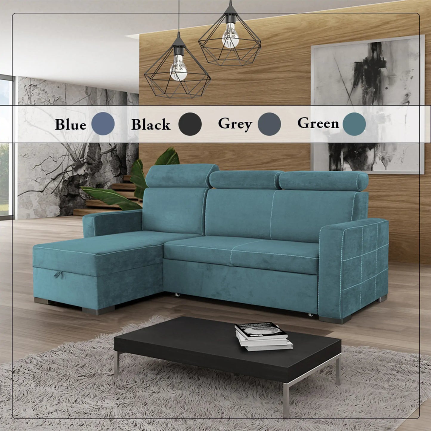 HOLLI SOFA BED - Black, Blue, Green, Grey