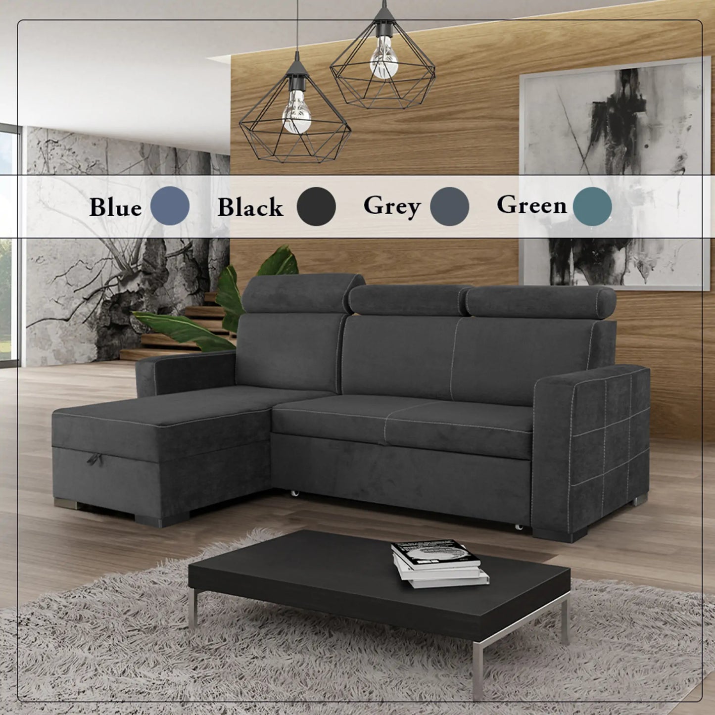 HOLLI SOFA BED - Black, Blue, Green, Grey