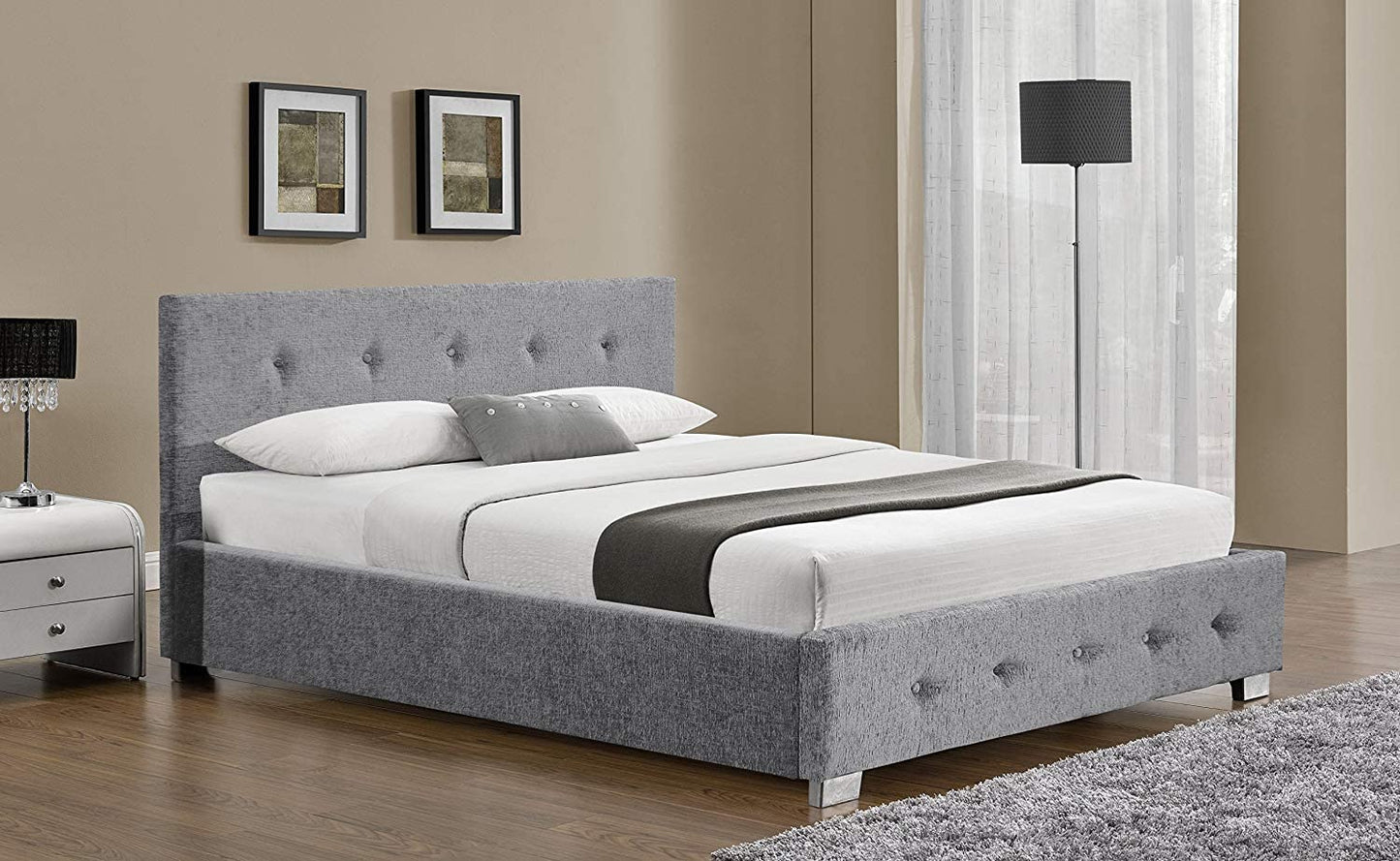 GREY Fabric Marvelous Ottoman Storage Bed