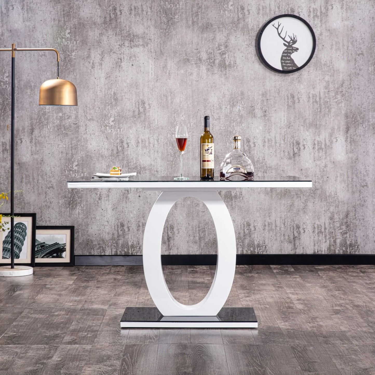 GIULIA 120 cm Grey Gloss Finish Tempered Glass Table Top Dining Set