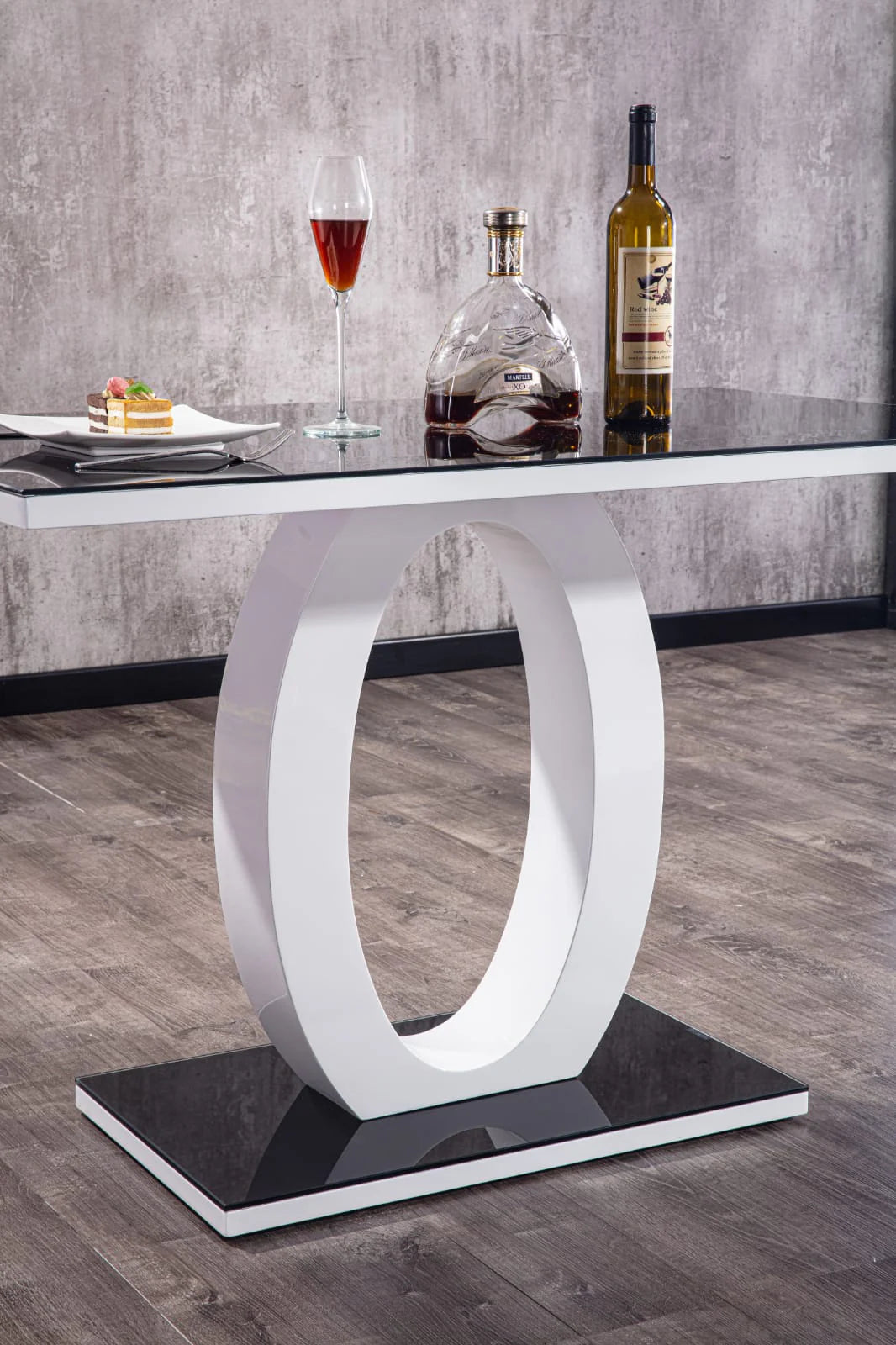 GIULIA 120 cm Grey Gloss Finish Tempered Glass Table Top Dining Set