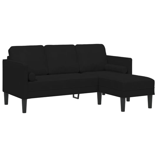 3-Seater Sofa with Chaise L-shaped Black 160 cm Velvet