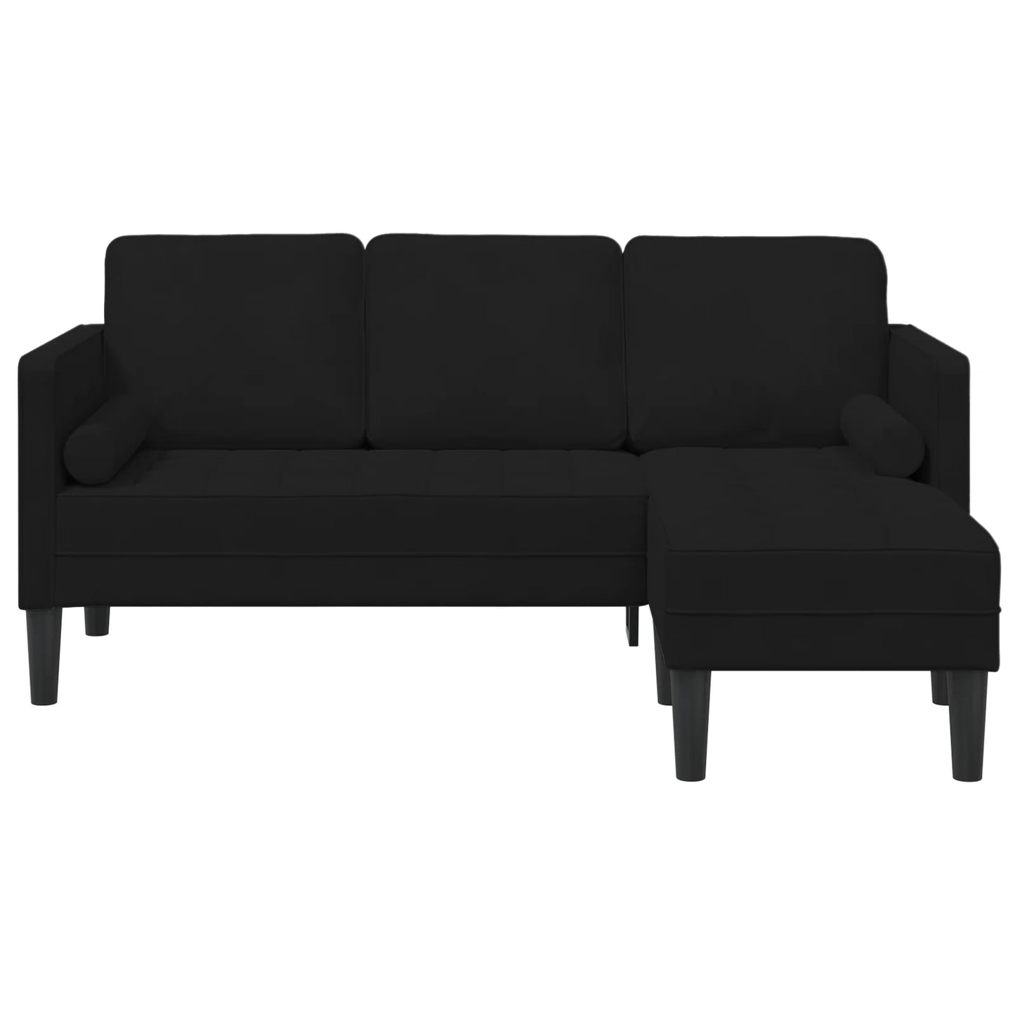 3-Seater Sofa with Chaise L-shaped Black 160 cm Velvet