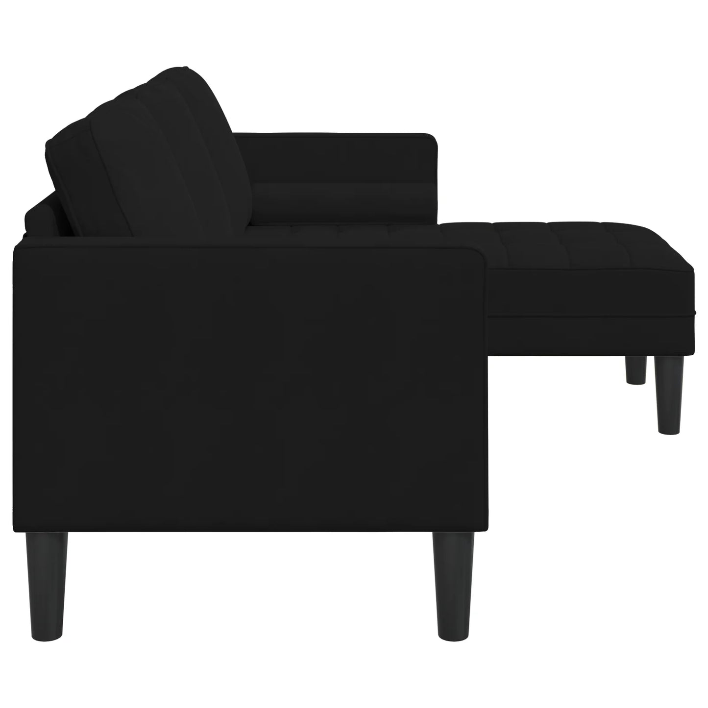 3-Seater Sofa with Chaise L-shaped Black 160 cm Velvet