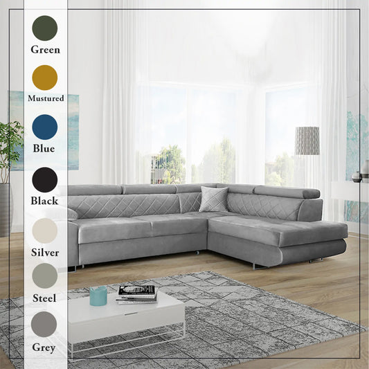 LAGUNA CORNER SOFA - Black, Blue, Green, Grey, Mustard, Silver, Steel