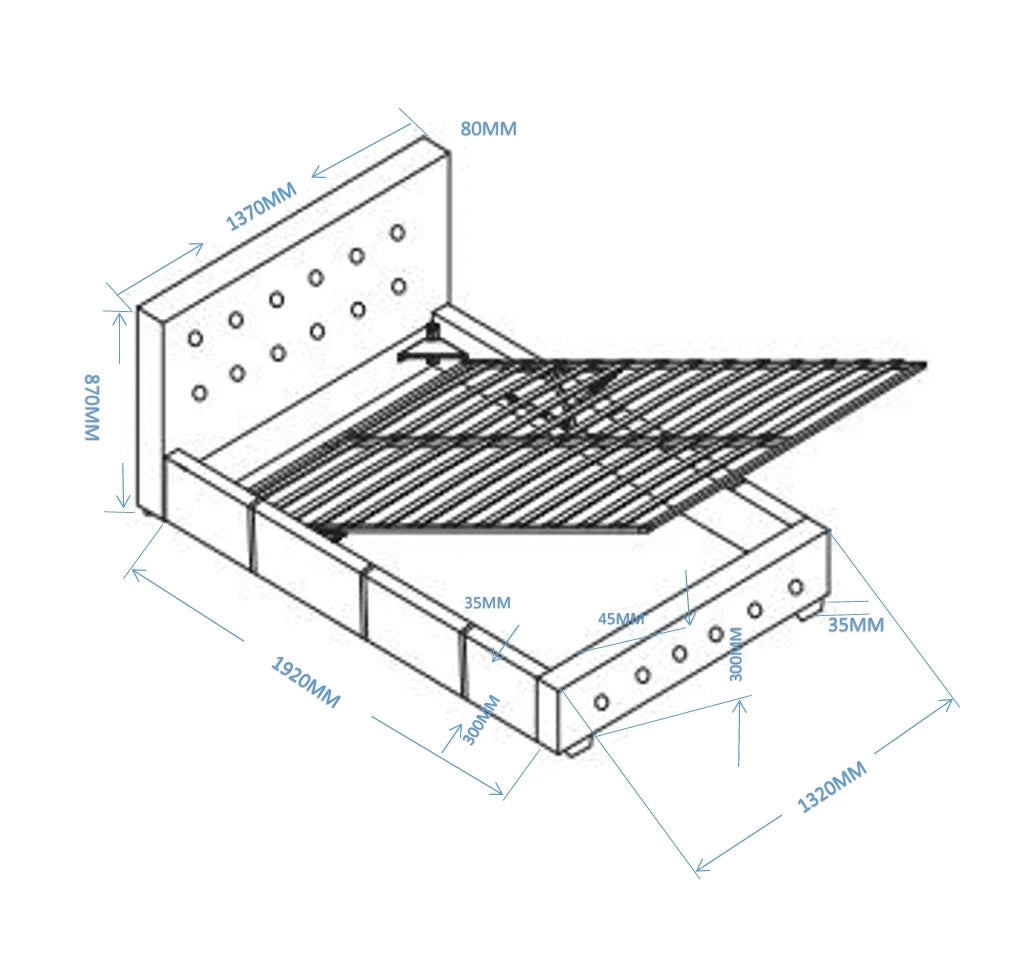 GREY Fabric Marvelous Ottoman Storage Bed