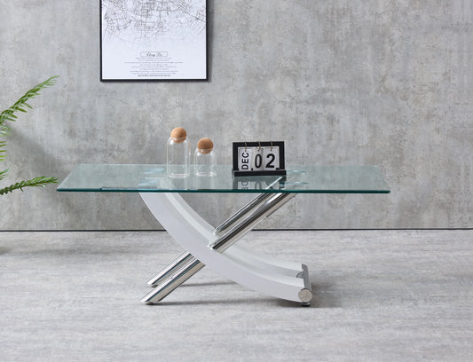 Italian Design Coffee Table | Colours: Black,white | With Clear Glass Top