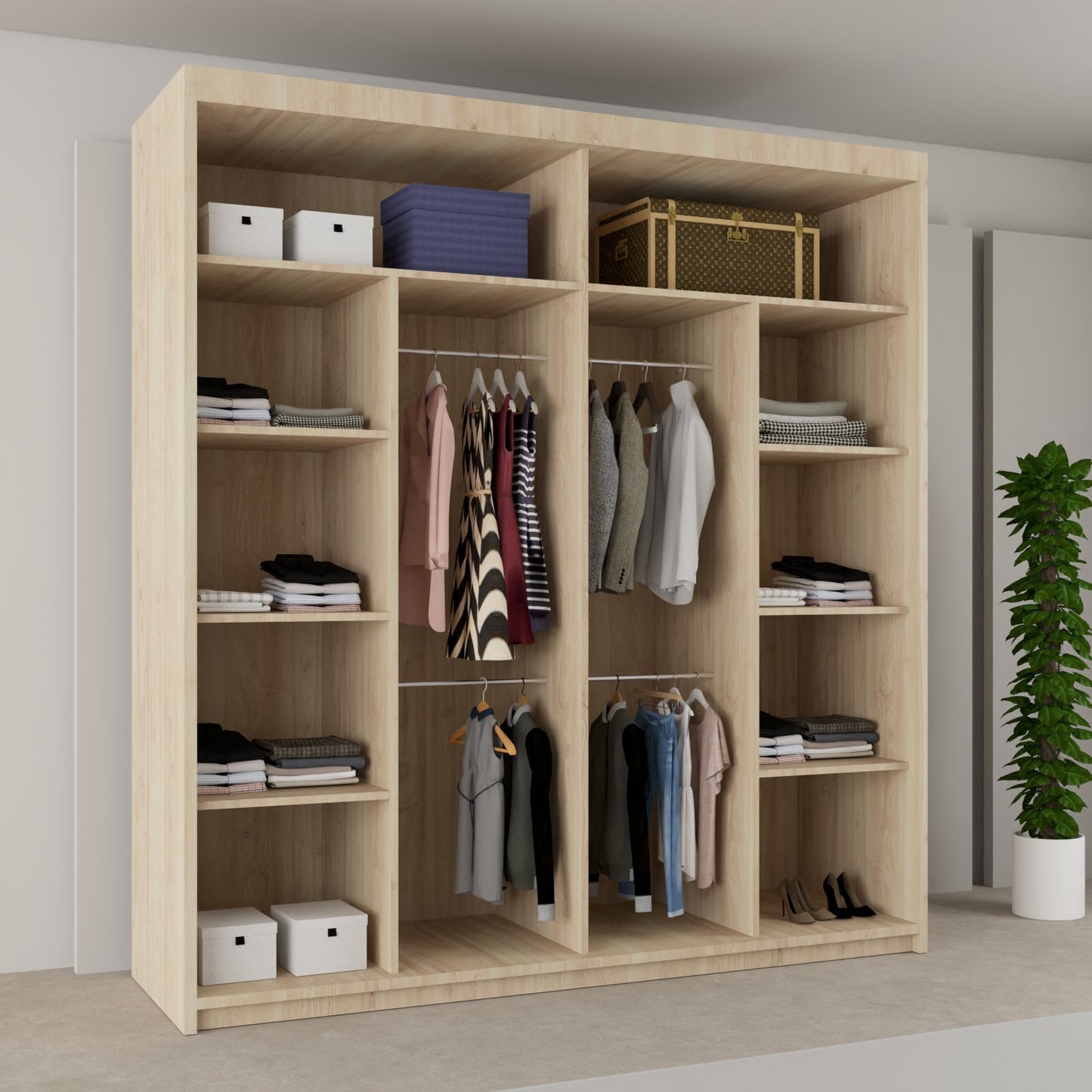 Batumi Wardrobe - Black, White, Grey, Oak - 120cm, 150cm, 180cm, 203cm