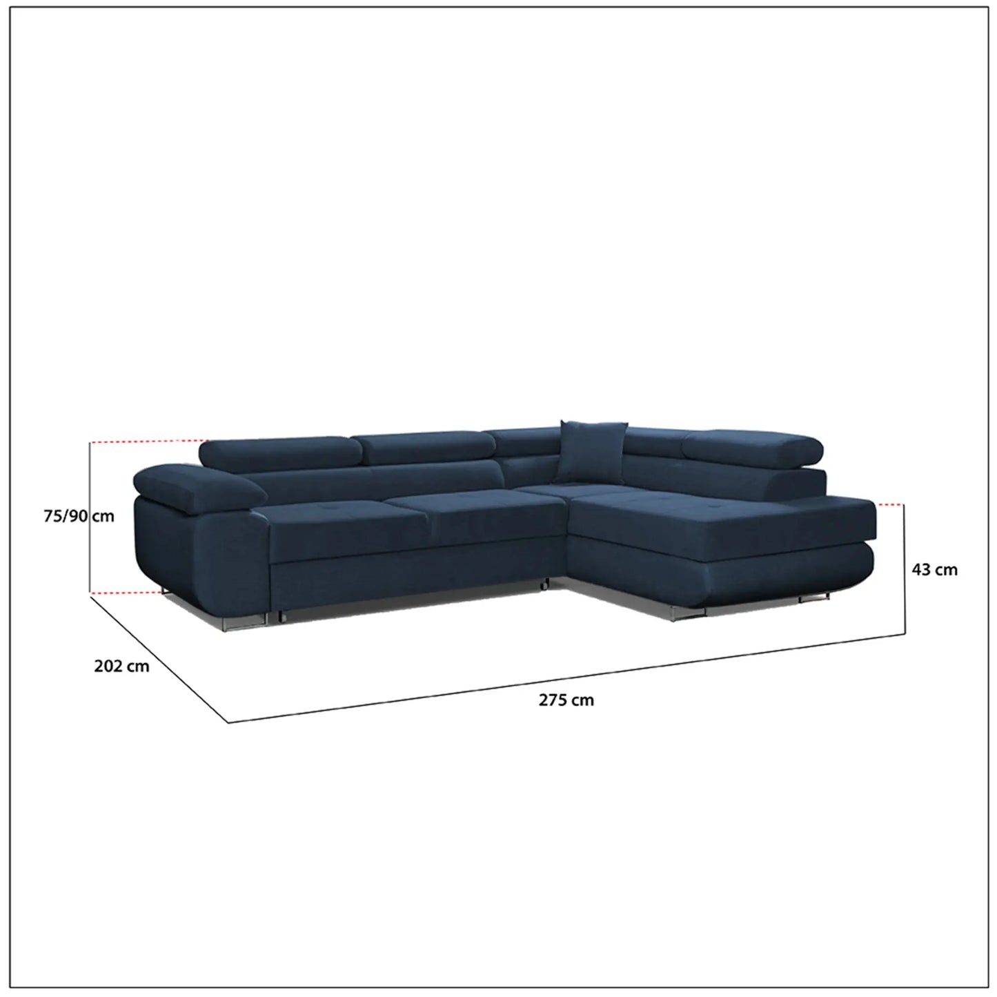 LIDO Corner Sofa Bed - Black, Blue, Brown, Green, Grey, Sky Blue