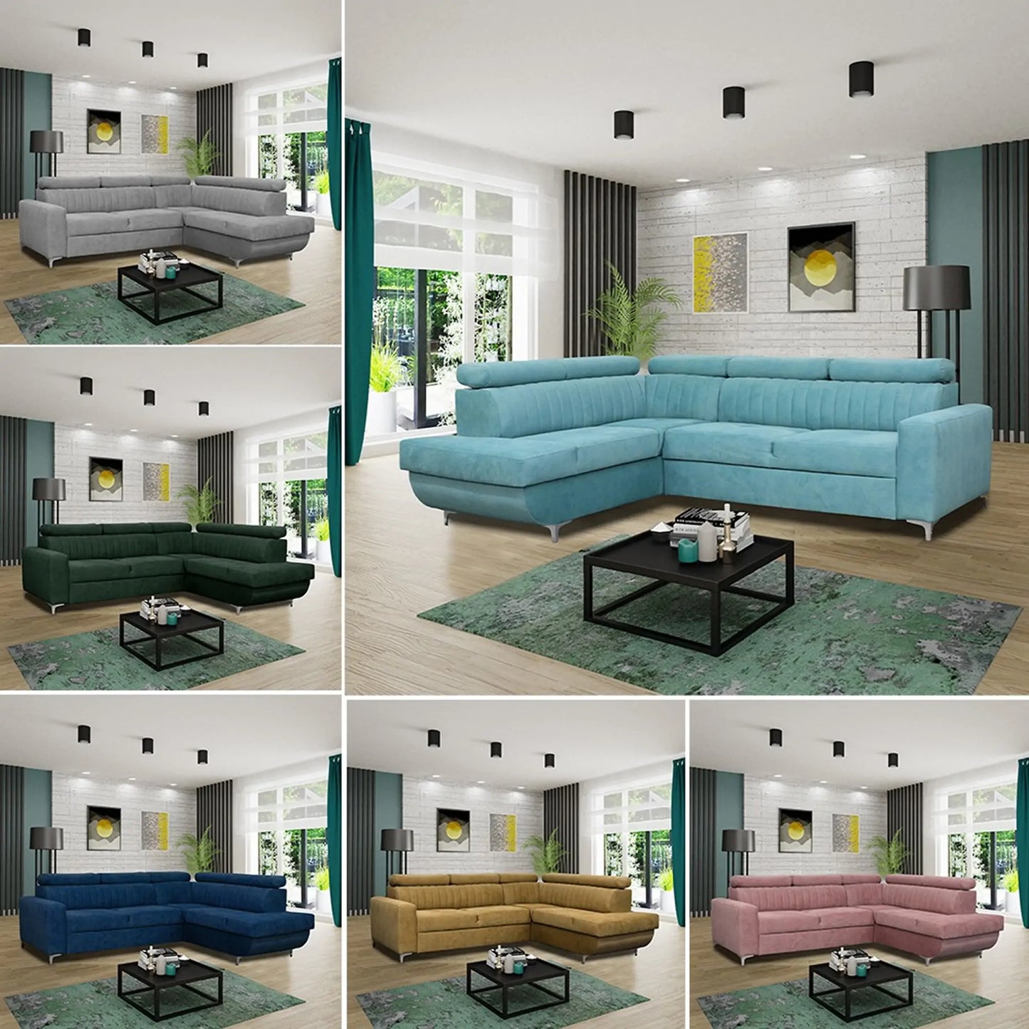 HOUSTON SOFA BED - Black, Blue, Green, Grey, Sky Blue, Camel Brown, Light Pink, Mustard