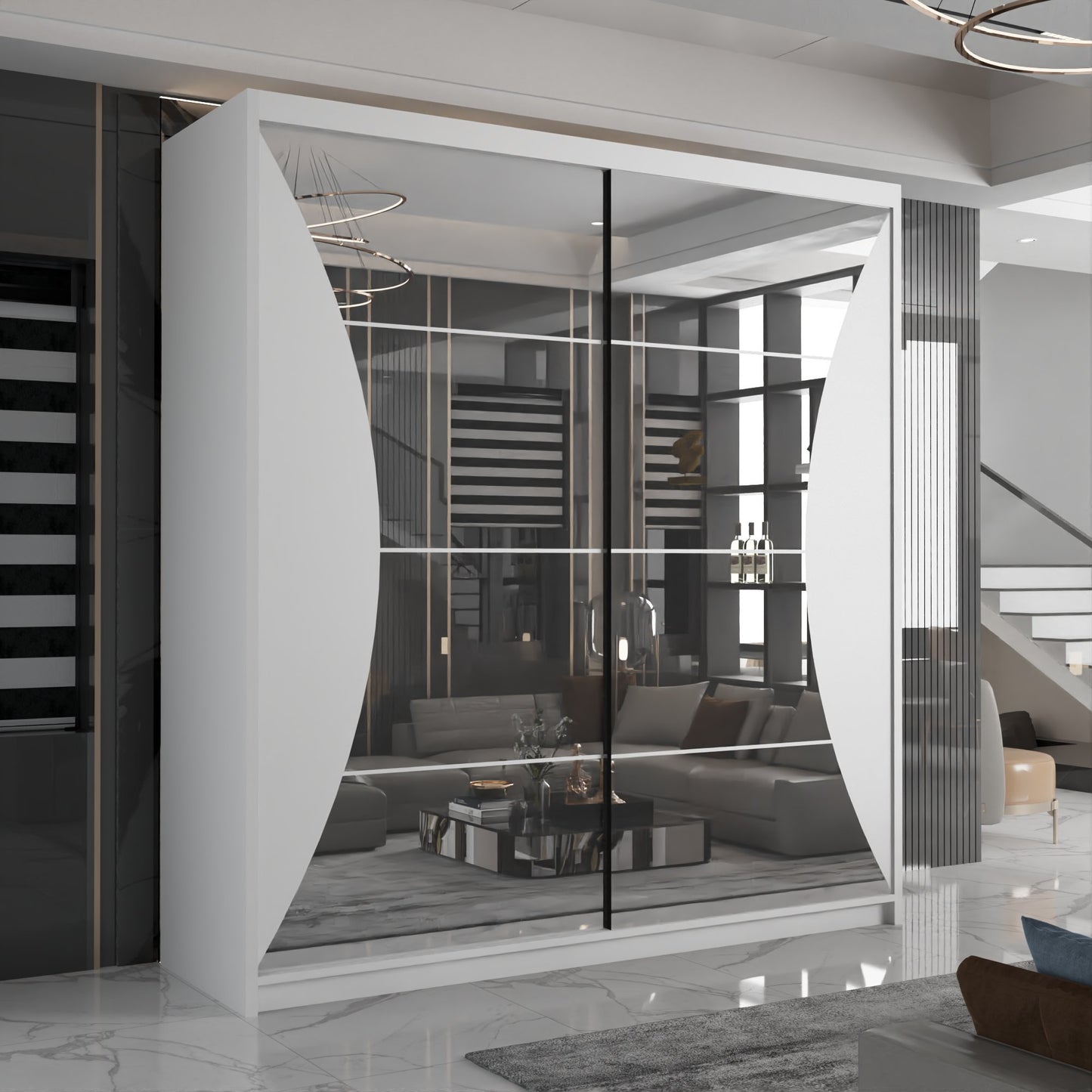California Sliding Wardrobe - Black, White, Gray